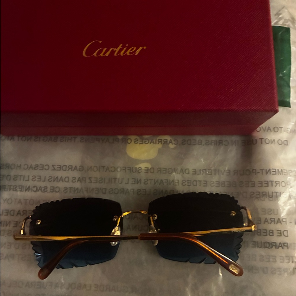 Cartier Gold Frame Sunglasses with Dark Lenses